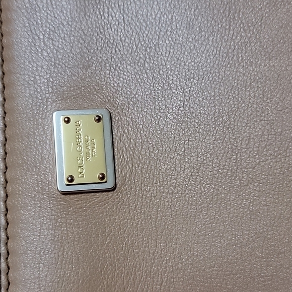 DOLCE & GABBANA Medium size two tone Tan and Mocha satchel - Picture 3 of 16